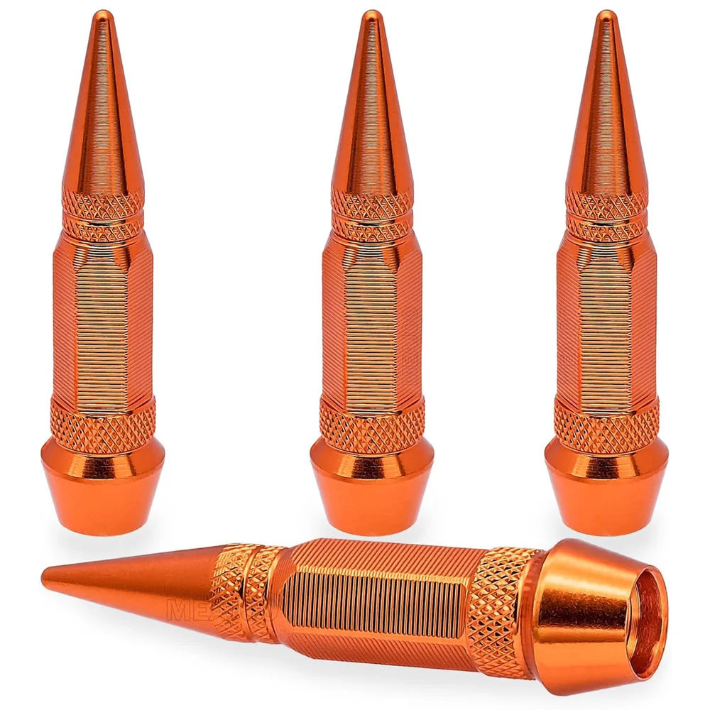 4Pcs 60mm Valve Caps, Aluminum Alloy Dustproof and Waterproof Tire Valve Stem Caps, Suitable for Cars, Trucks and Motorcycles Oasis Select Orange-4Pcs