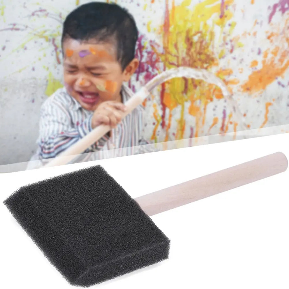 4-Piece Sponge Foam Paint Brush Set with Wooden Handle