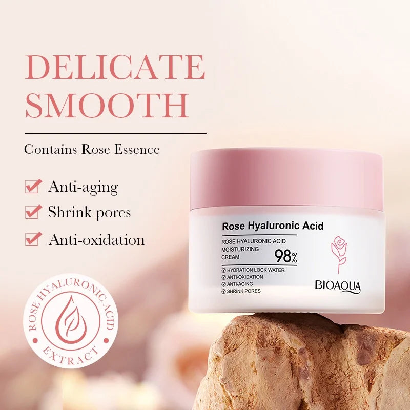 BIOAOUA Rose Hyaluronic Acid Eye Cream for Moisturizes Repairs Lightens Fine Lines Black Circles 20g Oasis Select Cream 50g