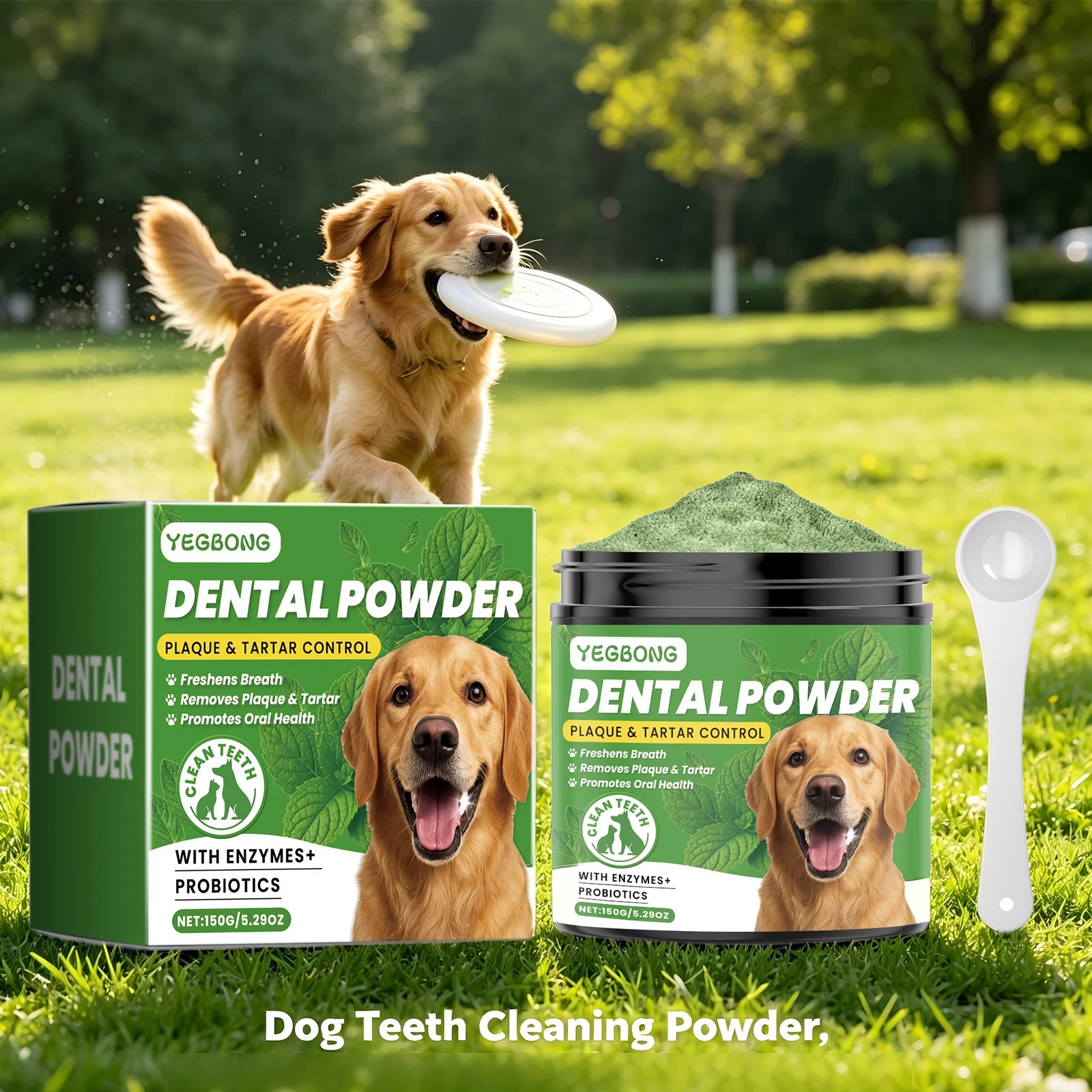 Pet Dental Powder 150g Enzymes & Probiotics Plaque & Tartar Control Breath Freshener for Dogs Oral Care Dog Cleaning Products Oasis Select
