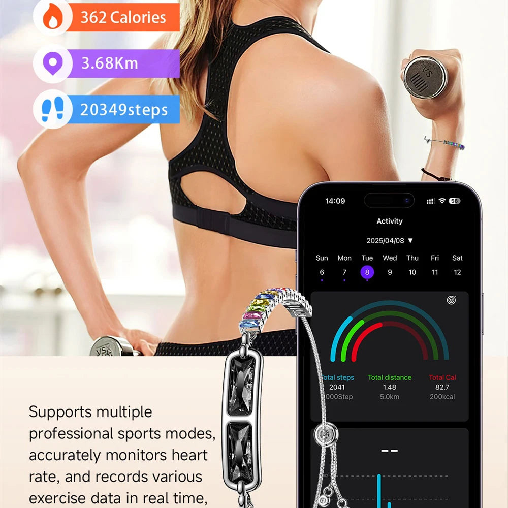 Woman Inlaid With Diamonds Smart Bracelet Sports Health Ms. Bluetooth Wristband Sleep Health Monitor Female Physiological Cycle Oasis Select