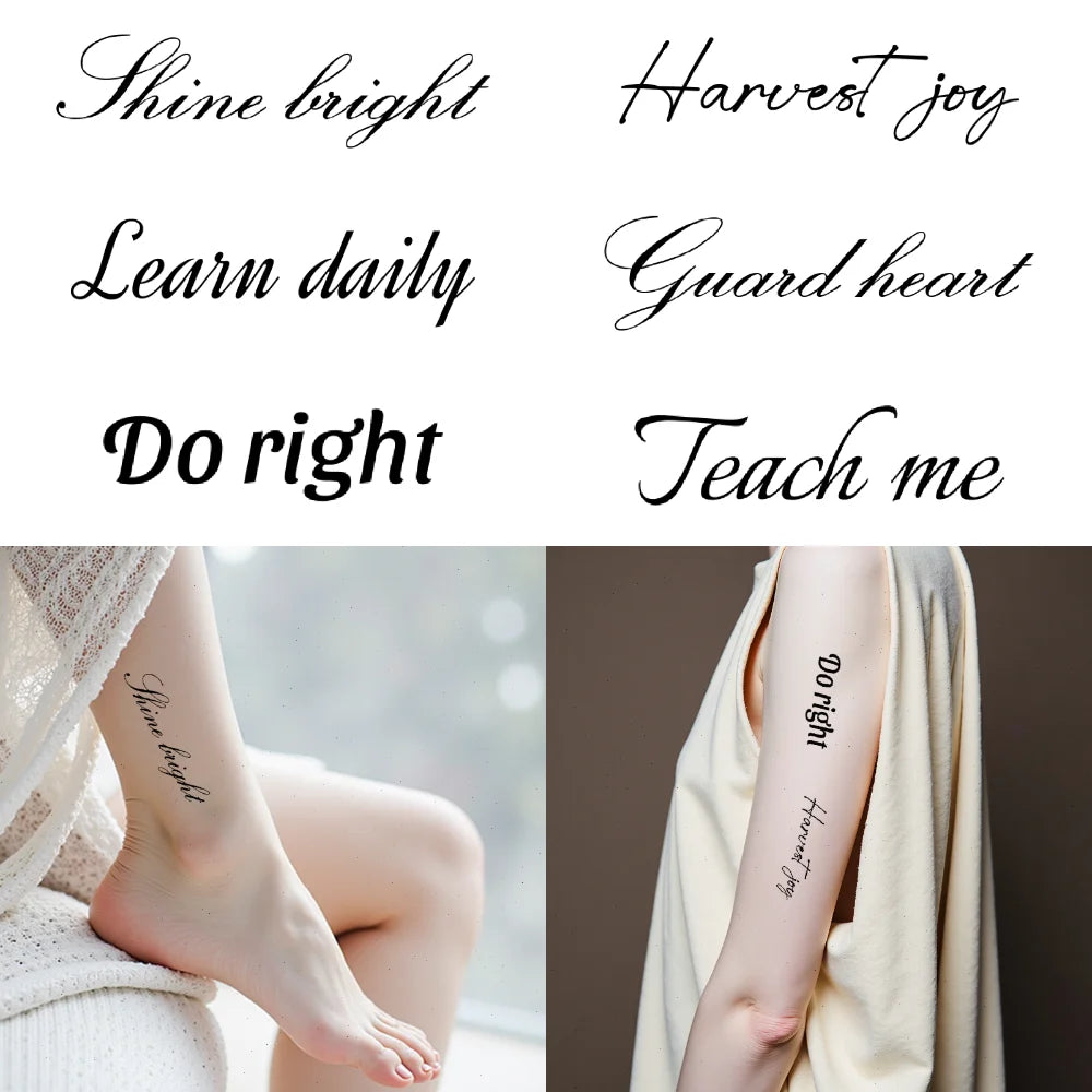 42pcs Waterproof Temporary Tattoo Stickers – Positive Quotes