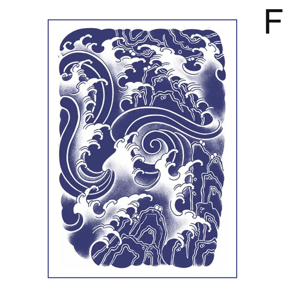 Waterproof Temporary Tattoo Sticker Semi-permanent Non-reflective Old Traditional Blossom Arm Koi Fish Fake Tattoos Oasis Select F