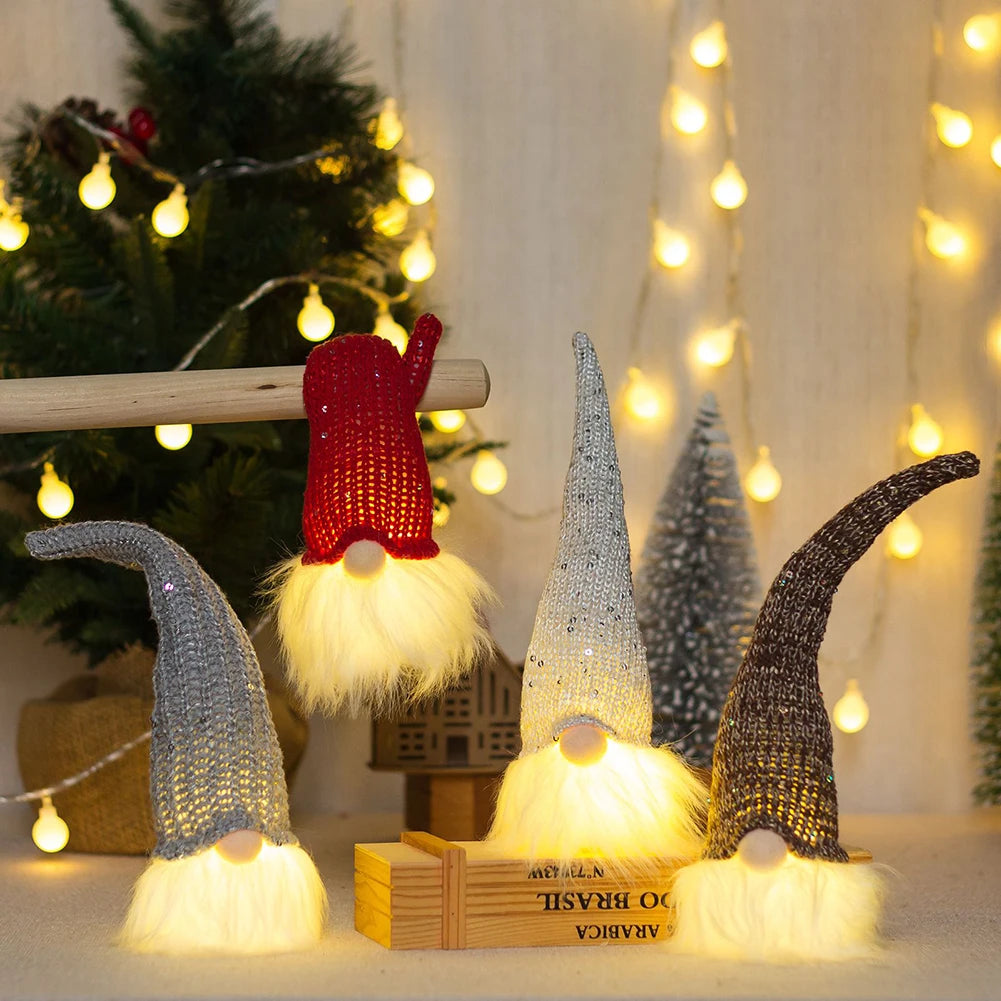 1pc Gnome Plush Doll Christmas Decor Door Elves Faceless Fireplace With LED Light Light Christmas Decorations Home Xmas Oasis Select