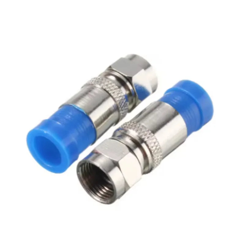 10/20pcs RG6 Compression Connectors RG6 F Type Connector Coax Coaxial Compression Fitting Waterproof Connection Blue Oasis Select