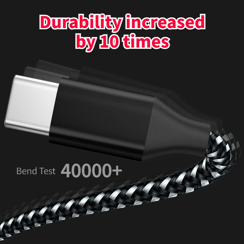 USB To Type-C Nylon Data Cable Supports 10A Ultra-Fast Charging 1m/3m Pptional Both Electrical Charging And Data Transmission Oasis Select
