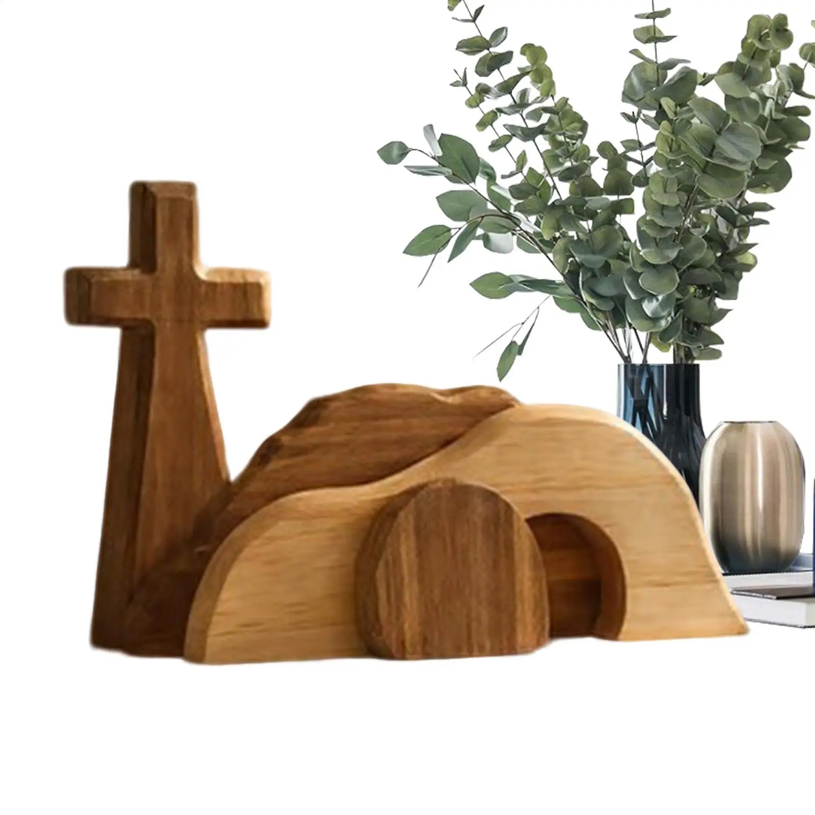 Empty Tomb Easter Scene And Cross Decoration Wooden Easter Resurrection Cross Jesus Tomb Tray Set Jesus Nativity Scene Decor Oasis Select