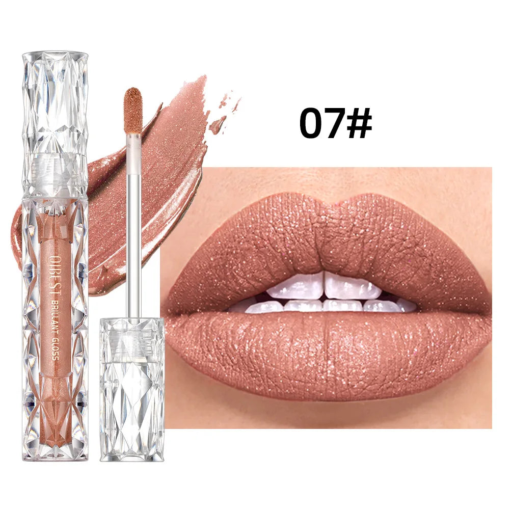 QiBest Diamond Shimmer Lip Gloss – 10 Colors Glitter Pearl Glaze Glitter Lip Gloss Oasis Select 07