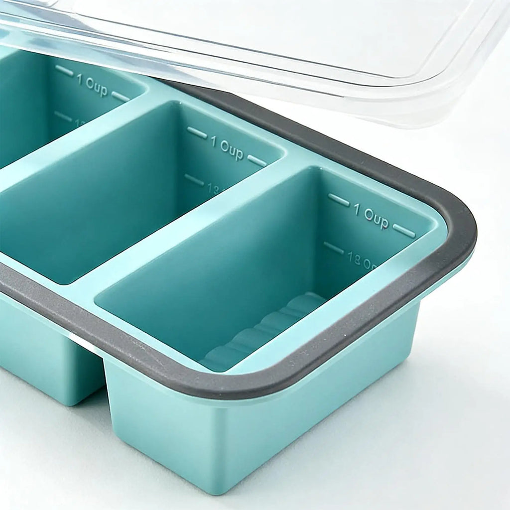 Silicone Freezer Tray Mold with Lid Storage Box Food Box Ice Cubes Tray Mold Storage Containers for Soup Broth Meal Prep Oasis Select