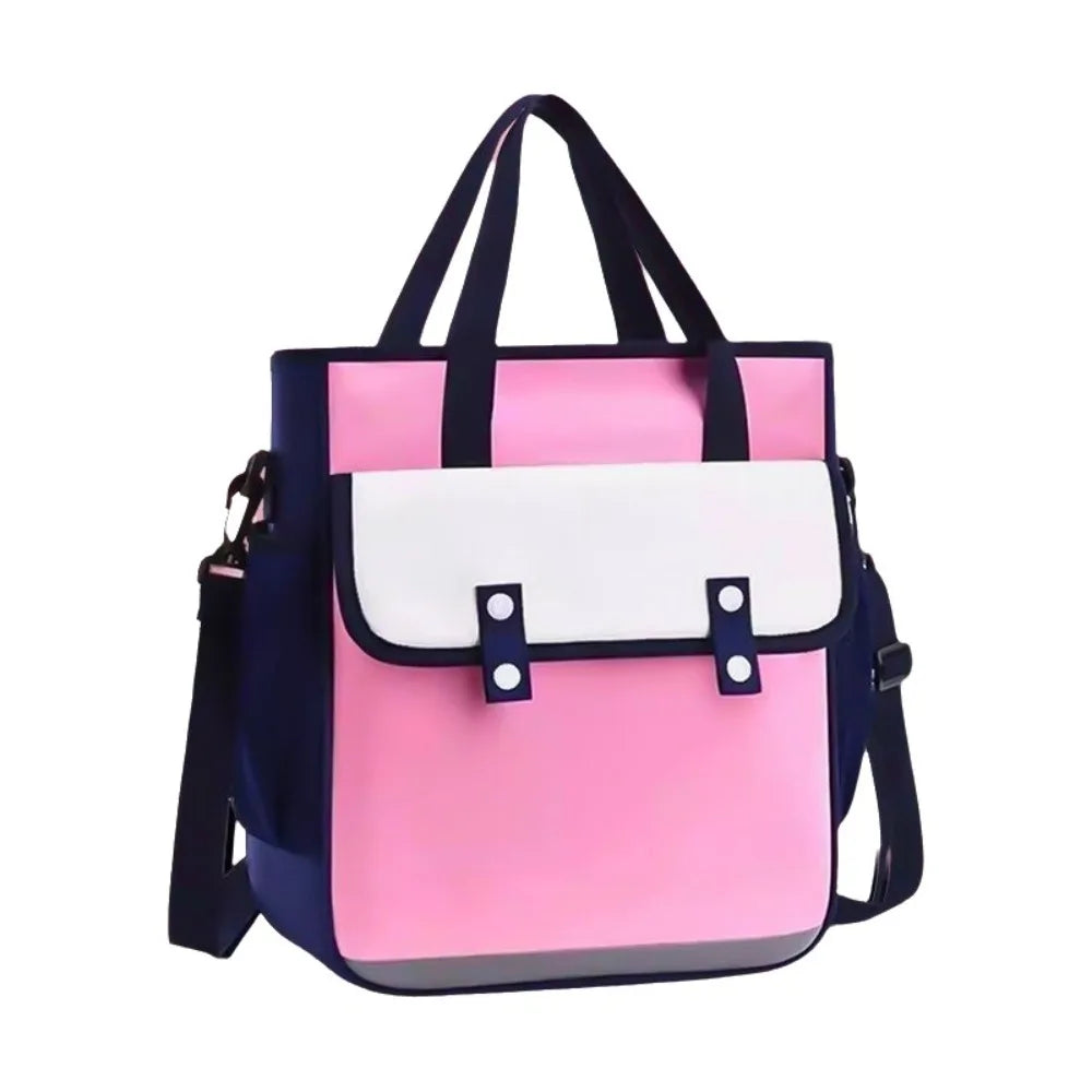 Large Capacity 4-in-1 Canvas Knapsack Waterproof Zipper Student Book Shoulder Bag Lightweight Multifunctional Oasis Select Pink