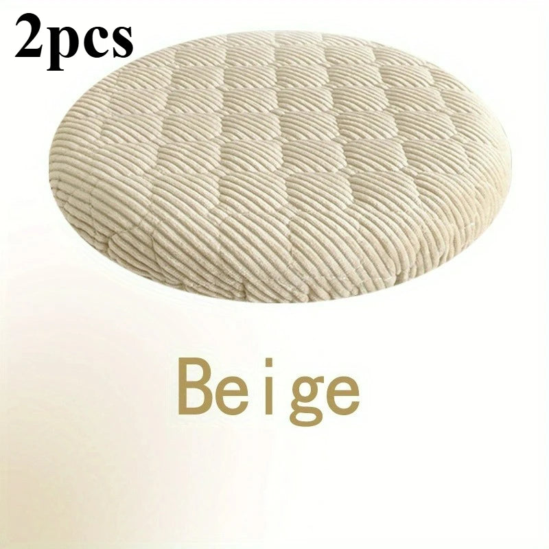 2pcs Thick Soft Round Stool Covers,Elastic Seat Cushions for Wood Iron Stool 25-30cm,Washable All-Season Chair Cover Dining Room Oasis Select Beige