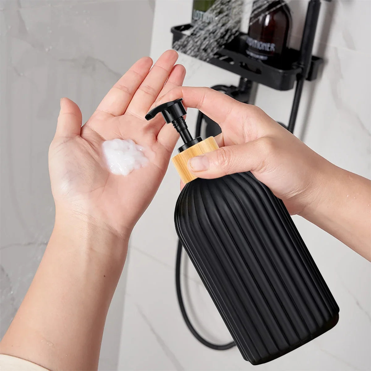 Bathroom Countertop Container Hand Soap Dispenser Cotton Ball Storage Box Decoration Organizer，Only the dispenser Oasis Select