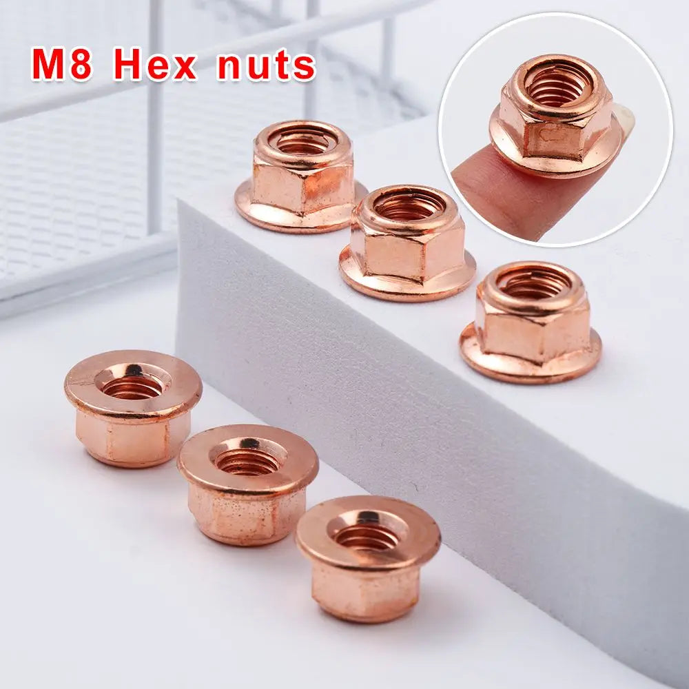 12Pcs M8 Copper Flashed Exhaust Manifold Nut Exhaust Nuts Elbow Nuts Practical 8mm Nuts High Temperature Nuts Home Fasteners Oasis Select