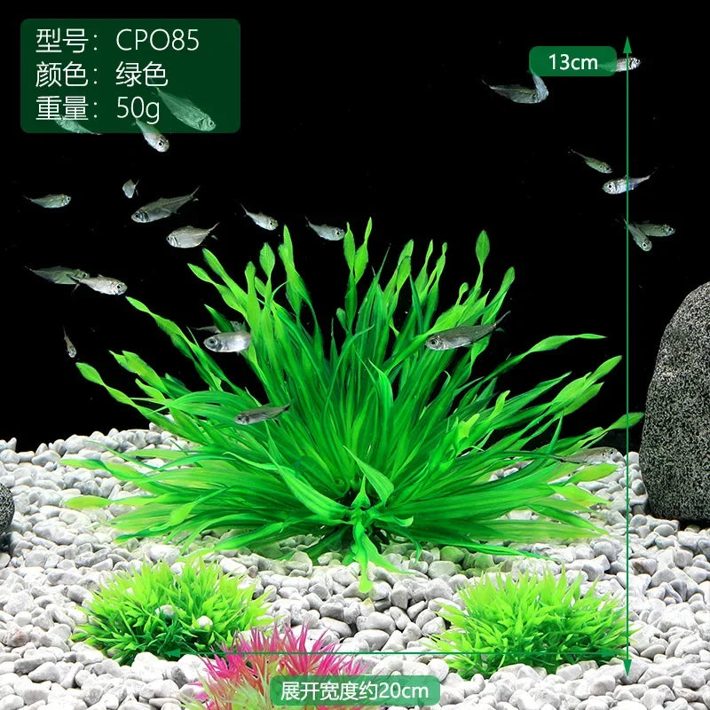 Plastic Aquarium Plants Fish Tank Decorations Artificial Seaweed Water Grass Underwater Plants for Aquarium Ornament Oasis Select Green-3