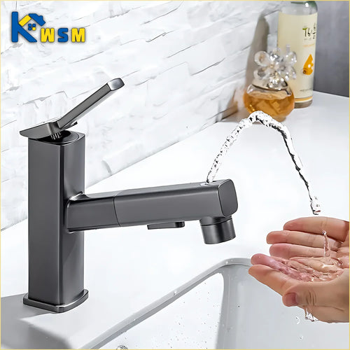3 Patterns Bathroom Pull Out Taps Faucet with Pull Down Spray Swivel Spout Faucet Bathroom Sink Single Hole Pull Out Faucet Oasis Select