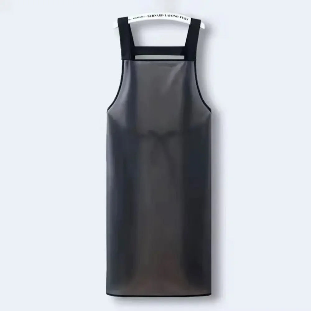 Transparent Black PVC Waterproof Kitchen Apron Oil Resistant Household Work Apron Dirt-Proof Cleaning Aprons for Practical Use Oasis Select no pockets 75cm