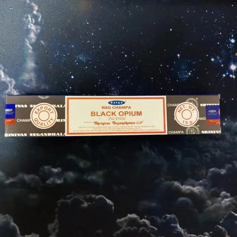 Batch Incense Satya 2/5 Packs Nag Champa PALO SANTO SANDALWOOD Super Hit Natural Karma Best Selling Original 100% Incense Sticks Oasis Select BLACK OPIUM 5 small boxes