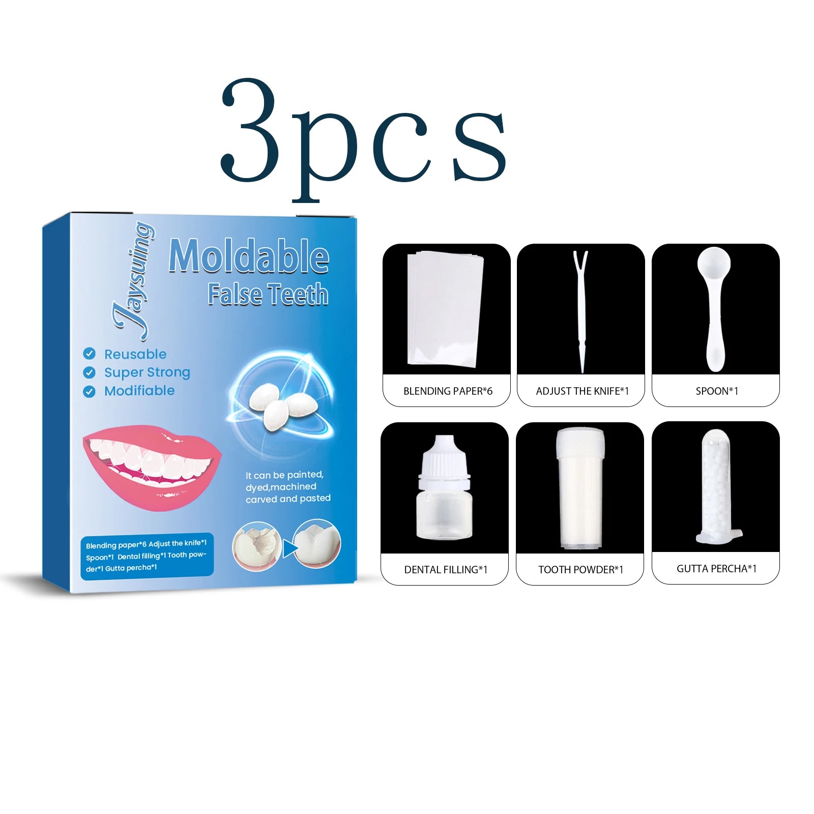 Moldable Tooth Gel Kit – Vampire Teeth & Gap Filler for Cosplay Cosmetic Dental Kit Oasis Select 3set