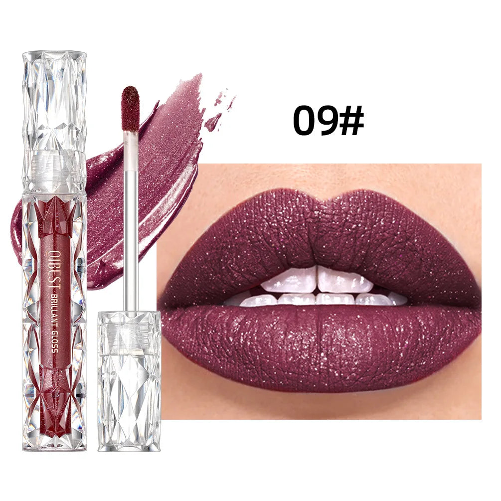 QiBest Diamond Shimmer Lip Gloss – 10 Colors Glitter Pearl Glaze Glitter Lip Gloss Oasis Select 09