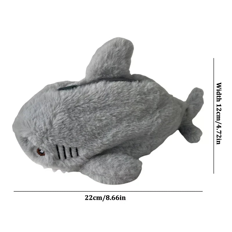 Cute Plush Ocean Shark Pencil Case Cosmetic Bag Portable Large Capacity Pen Pouch Stationery Storage Box School Office Supplies Oasis Select