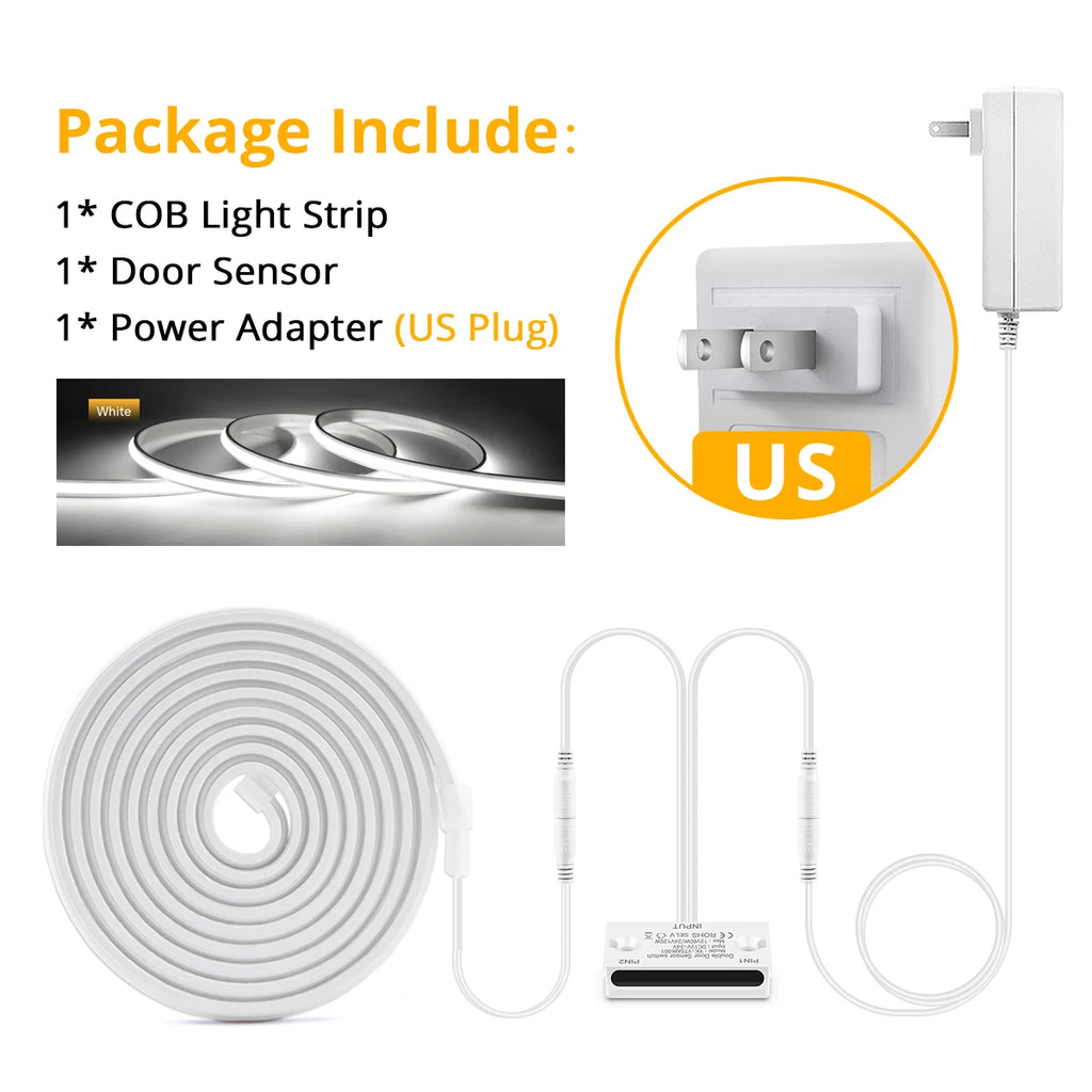 24V Neon LED Strip Smart Door Proximity Sensor Pure Silicone Gel Tube Novel Convenient and Practical Motion Sensing LED Lamp Oasis Select White US 5m