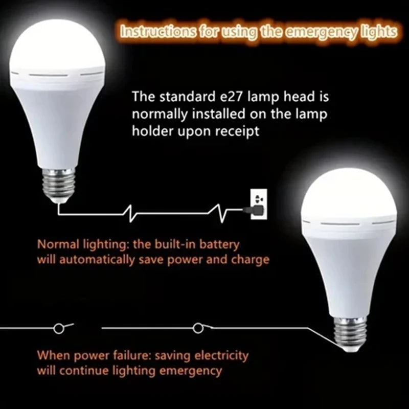 9W/15W Emergency Light Bulb Portable Rechargeable Lighting Bulb With Hook E27 LED Energy-saving Lamps For Camping Night Fishing Oasis Select