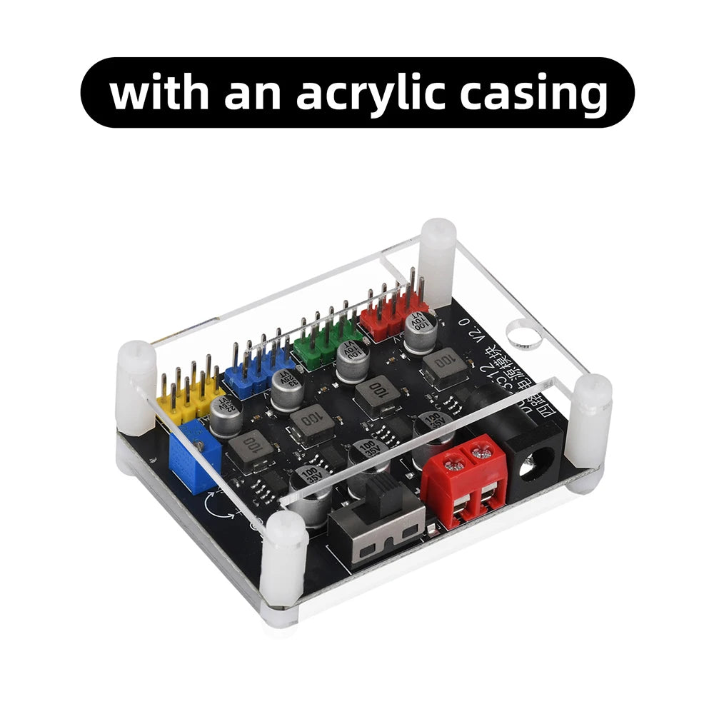 DC-DC Conversion Module DC6V-30V to DC0.9V-29.6V Adjustable Output DCP3512 Four-Way Power Module Power Switch Oasis Select with case