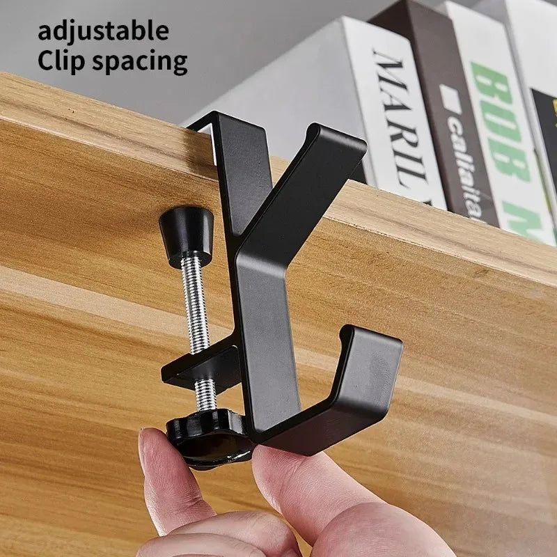 1pcs Metal Desk Clamp Bag Holder Adjustable Handbag Hanger Hook Portable Space Saving Backpack Organizer for Office Oasis Select