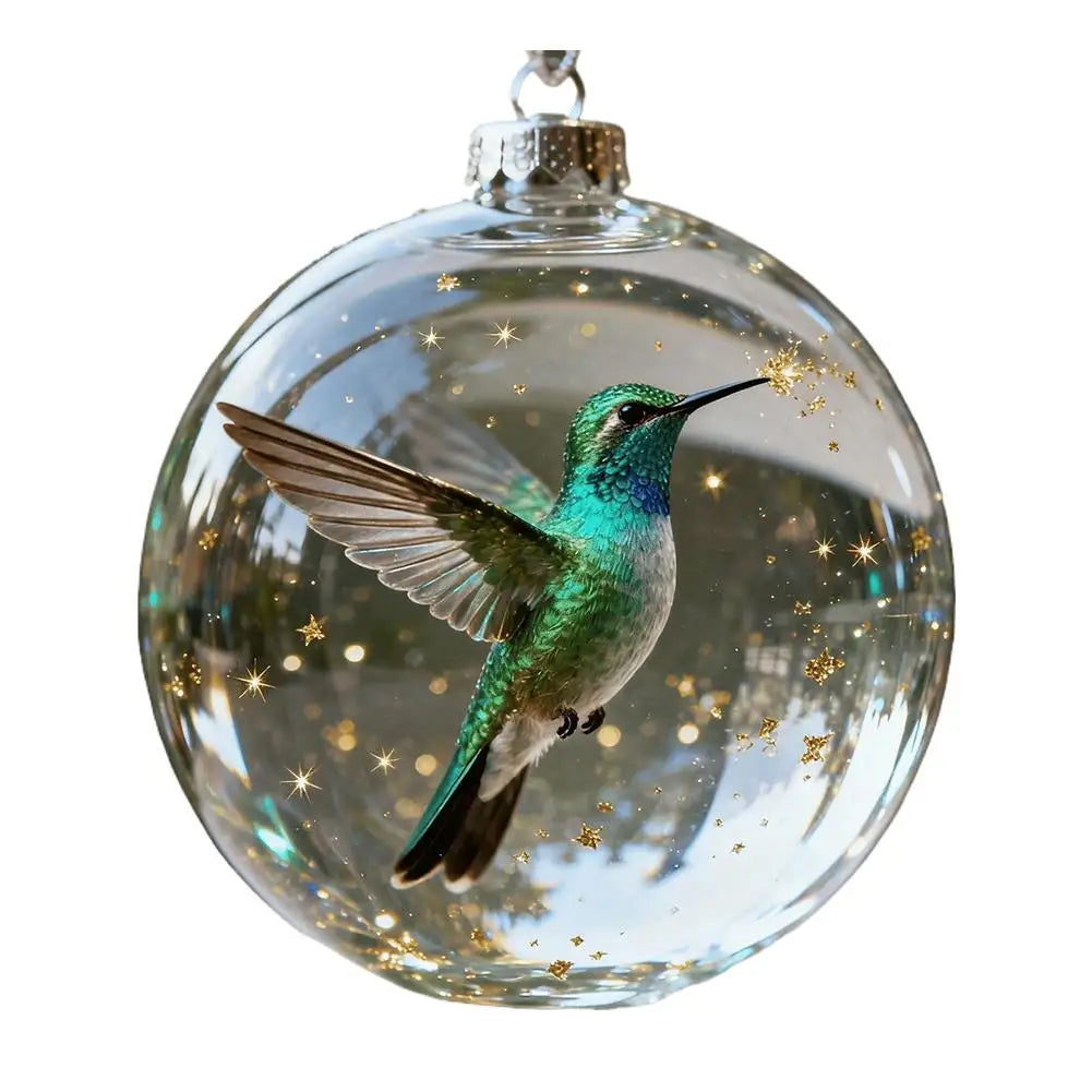 Cardinal Bird Christmas Ball Ornaments – Clear Acrylic Set
