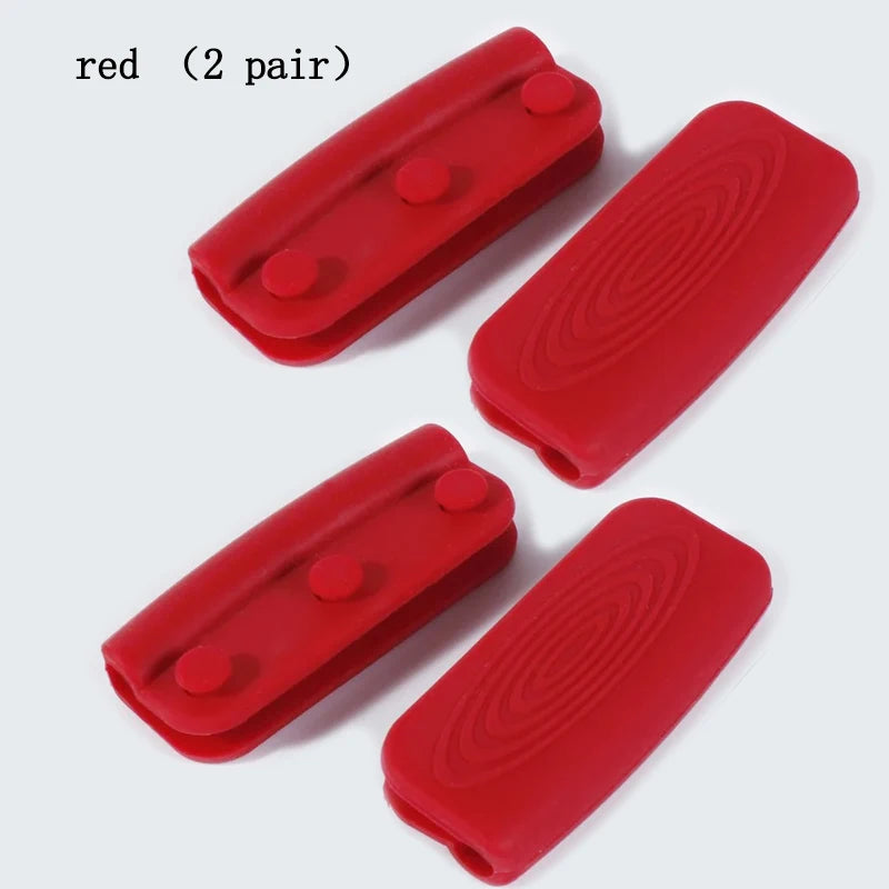 2/8 Silicone Pan Handle Cover Heat Insulation Covers Pot Ear Clip Non-slip Steamer Casserole Pan Handle Holder Kitchen Tools Oasis Select red 2pair
