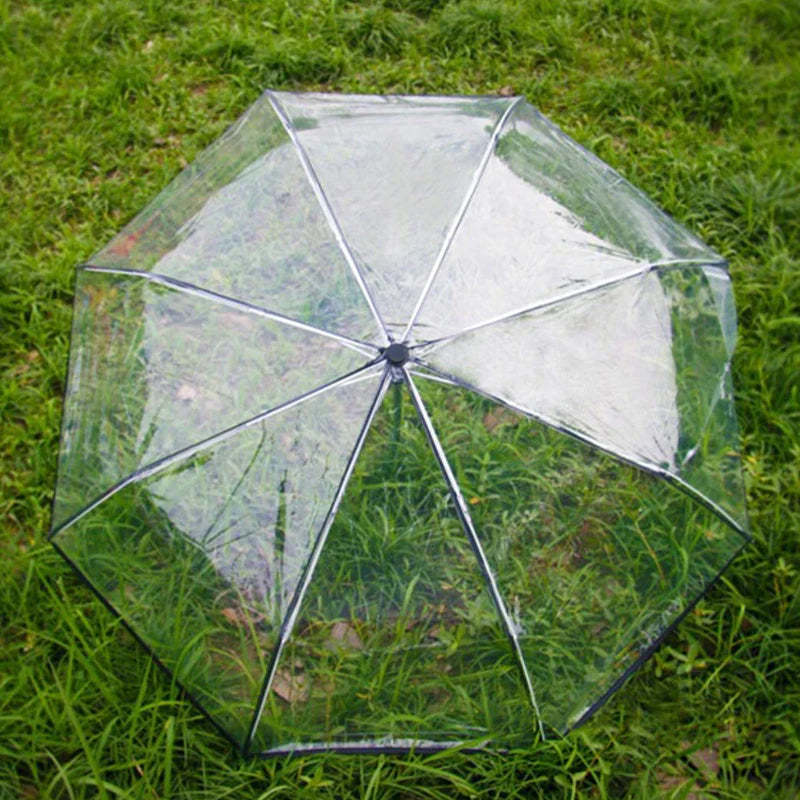 Foldable transparent umbrella fully automatic transparent three-fold sunny umbrella student simple sunny umbrella supplies Oasis Select