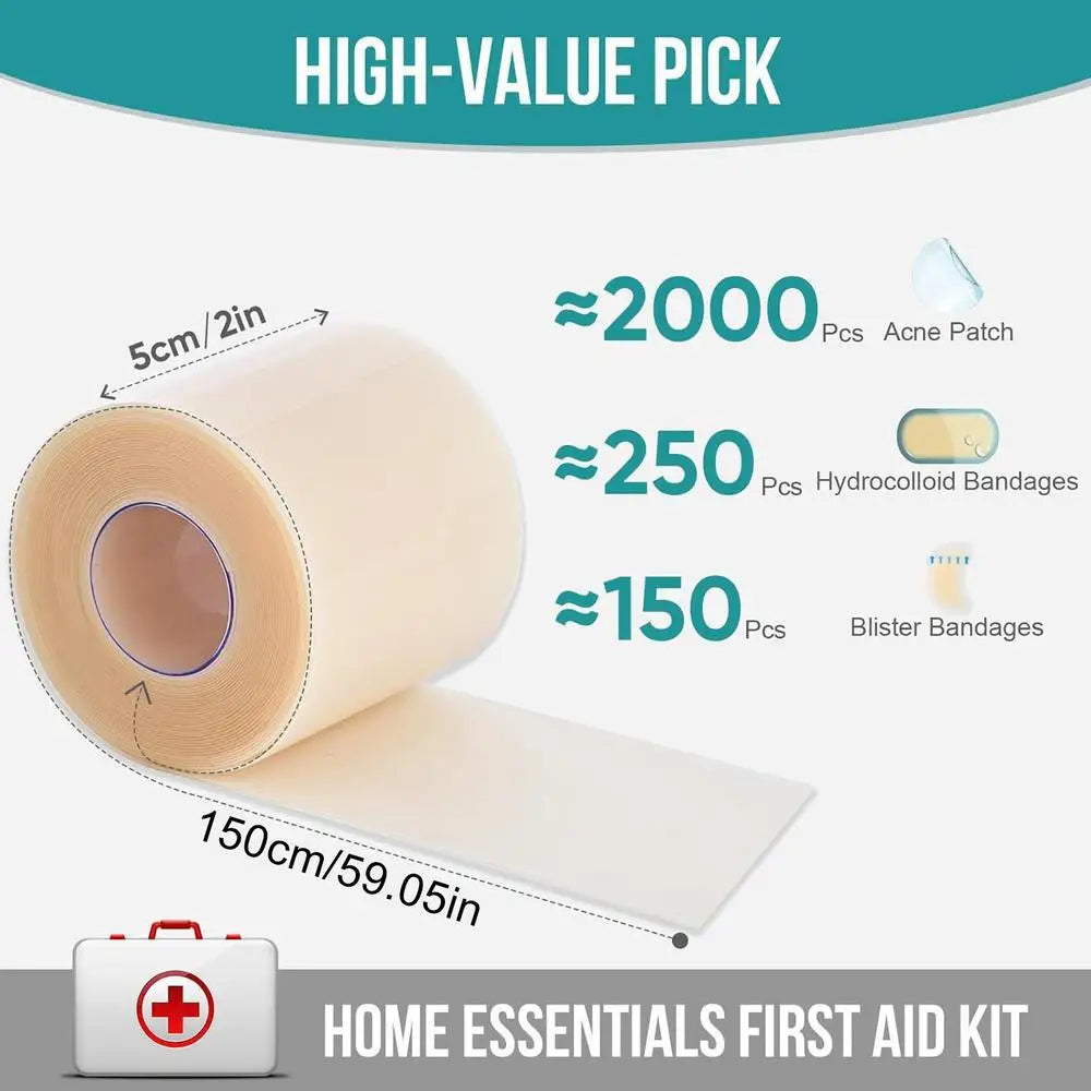 Hydrocolloid Roll Waterproof Pimple Patches Absorbent Flexible Tape Adhesive Dressing for Blister Burn Pimple Skin Heel Daily Oasis Select 1 piece