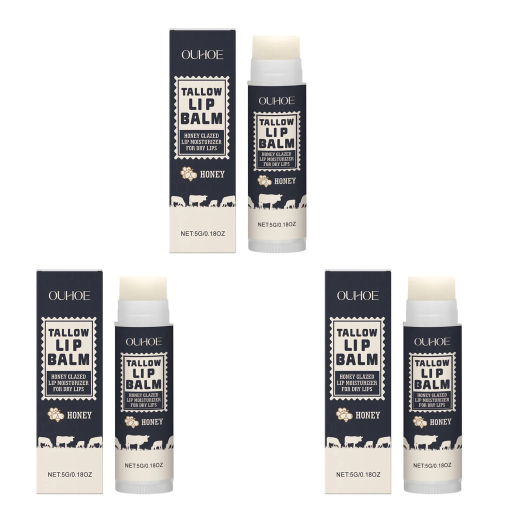 Tallow Lip Balm – Nourishing, Hydrating & Line-Fading Nourishing Lip Balm Oasis Select 3 x 5g Boxed