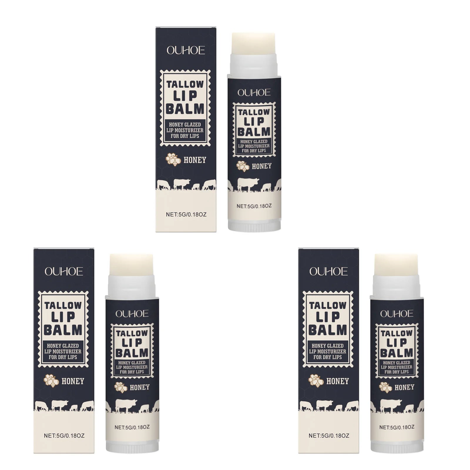Tallow Lip Balm – Nourishing, Hydrating & Line-Fading Nourishing Lip Balm Oasis Select 3 x 5g Boxed