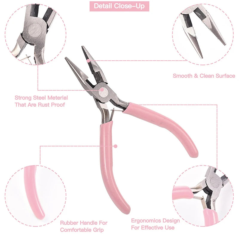 WholesaleMini Pliers Diagonal Round Bent Needle Nose Handcraft Beading Insulated Cutter Pliers For Jewelry Making Tools Oasis Select