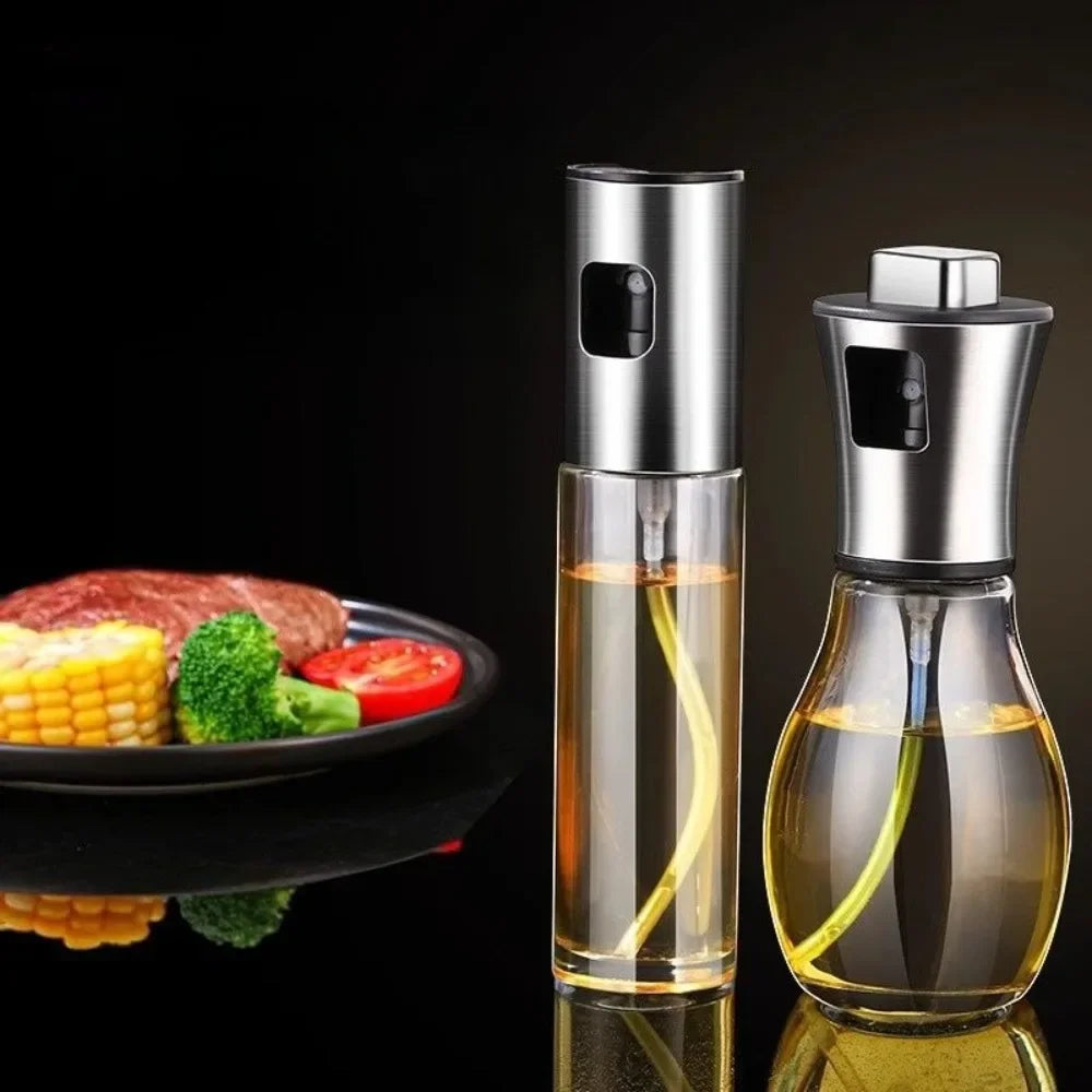 304 Stainless Steel Glass Oil Spray Bottle Pressurized Nozzle Ideal for Kitchen Outdoor BBQ No Electricity Battery Required Oasis Select