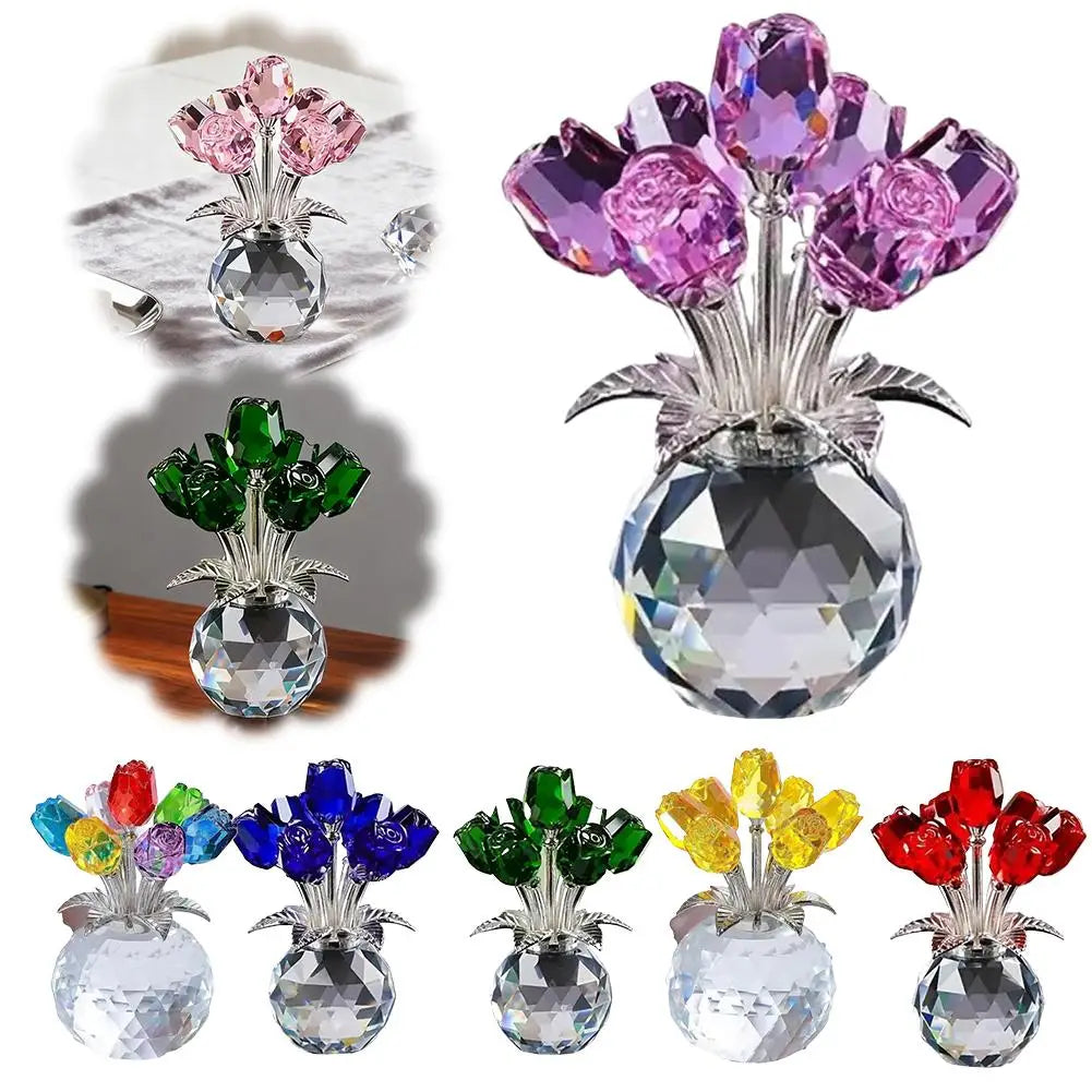 Crystal Rose with Vase – Romantic Valentine's Gift & Decor