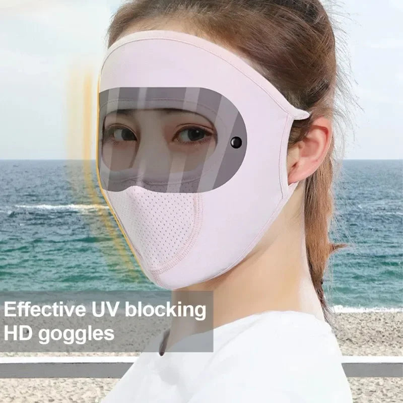 Dustproof Face Mask with Breathing Hole and Goggles Cycling Sun Protection Full Face Cover Ear Loop UV Shield for Outdoor Sports Oasis Select
