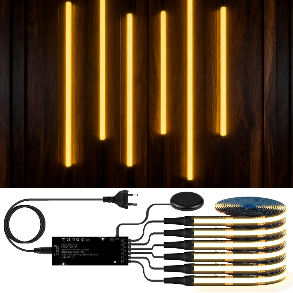 12V Acoustic Wall Panel Decor Lamp More Covert Dimmable Black PCB COB Light Strip With Touch Swtich,For TV Cabinet Backlight Oasis Select