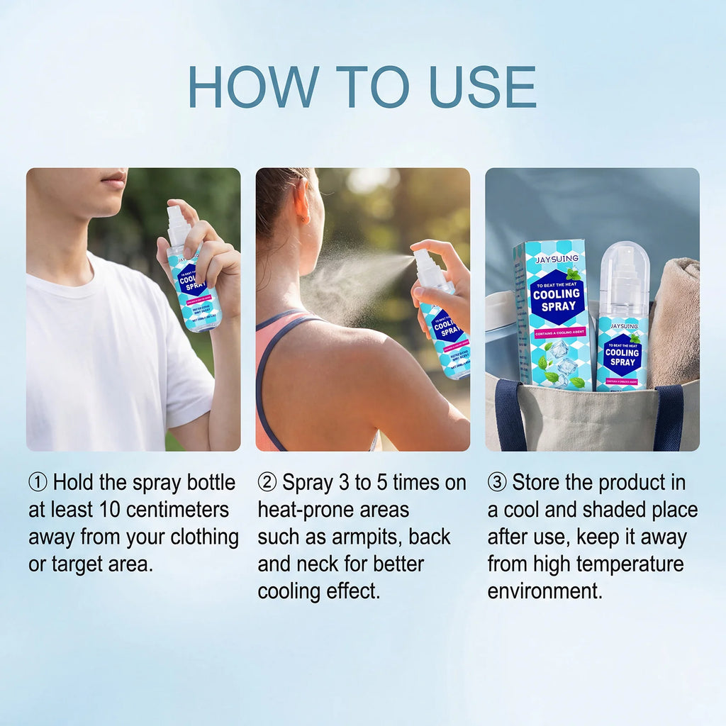 Cooling Spray Instant Cooling Spray Outdoor Mint Scent Summer Heat Relief Refreshing Skin Soothing Portable Body Cool Mist Oasis Select