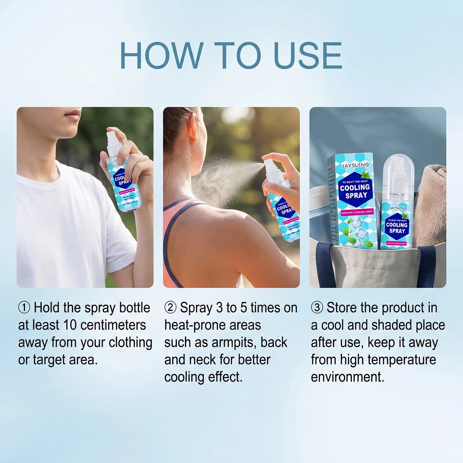 Cooling Spray Instant Cooling Spray Outdoor Mint Scent Summer Heat Relief Refreshing Skin Soothing Portable Body Cool Mist Oasis Select