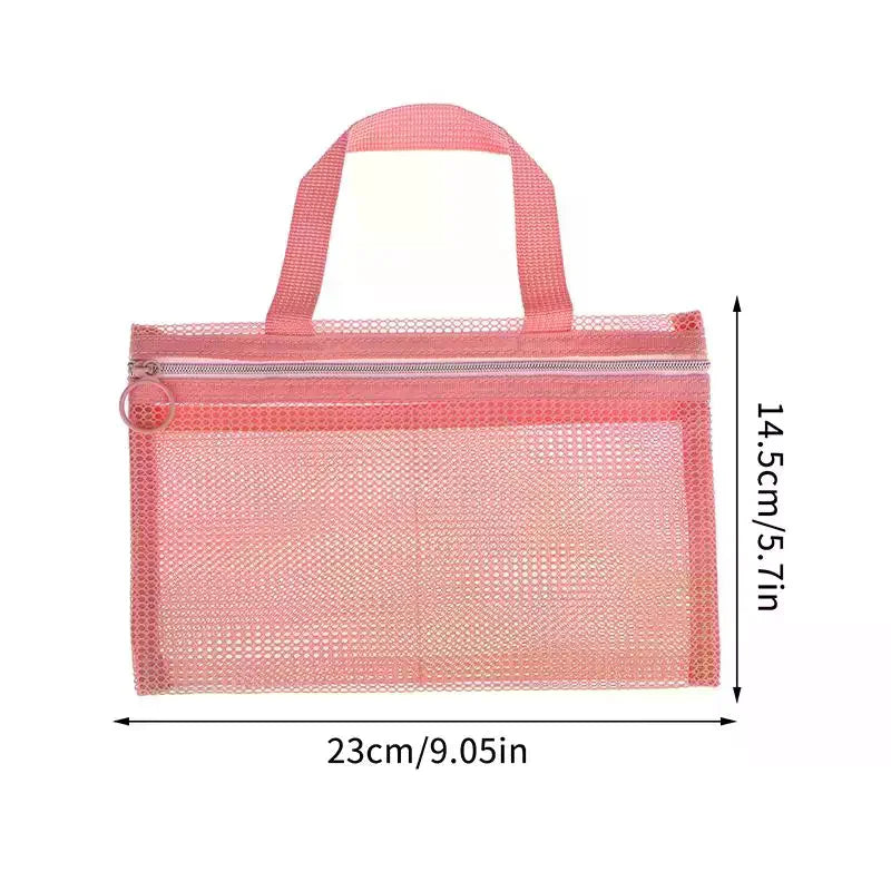 Pink Mesh Multi-pocket Mini Makeup Bag Swimming Bag Portable Travel Storage Bag Portable Bath Bag One Pack Oasis Select