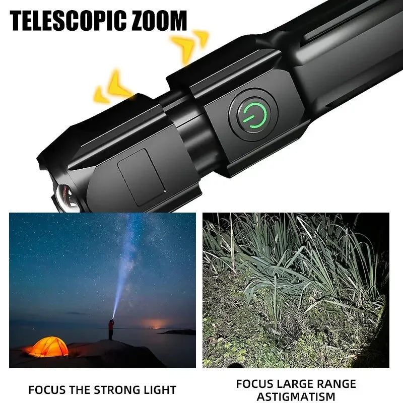Rechargeable LED Tactical Flashlight – Zoomable & Waterproof