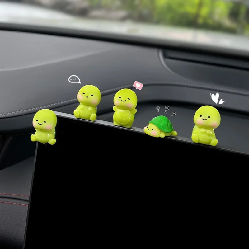 Cute little turtle car ornament car electric car decompression small ornament car interior decoration car center console decorat Oasis Select 5pcs