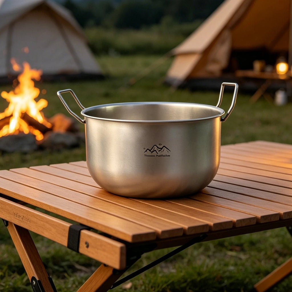 Ultralight Titanium Camping Pot – Foldable, 2-3L Backpacking Camping Cookware Oasis Select