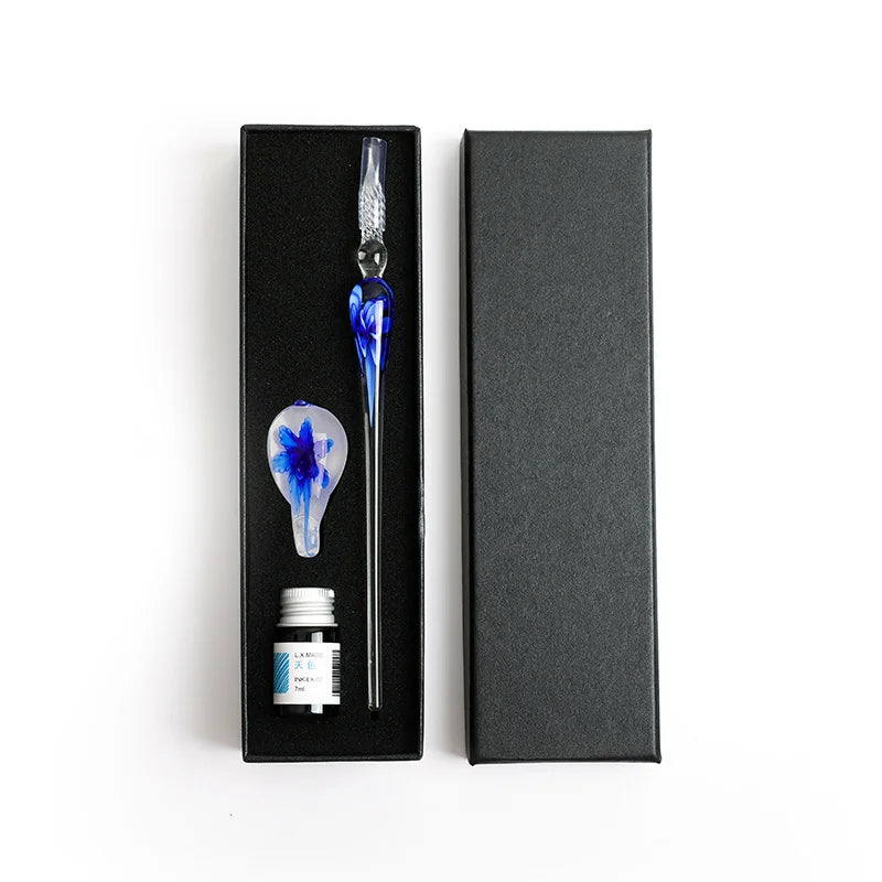 Flower glass dipping pen, student stationery, glass pen, crystal glass pen, birthday gift pen set Oasis Select 3