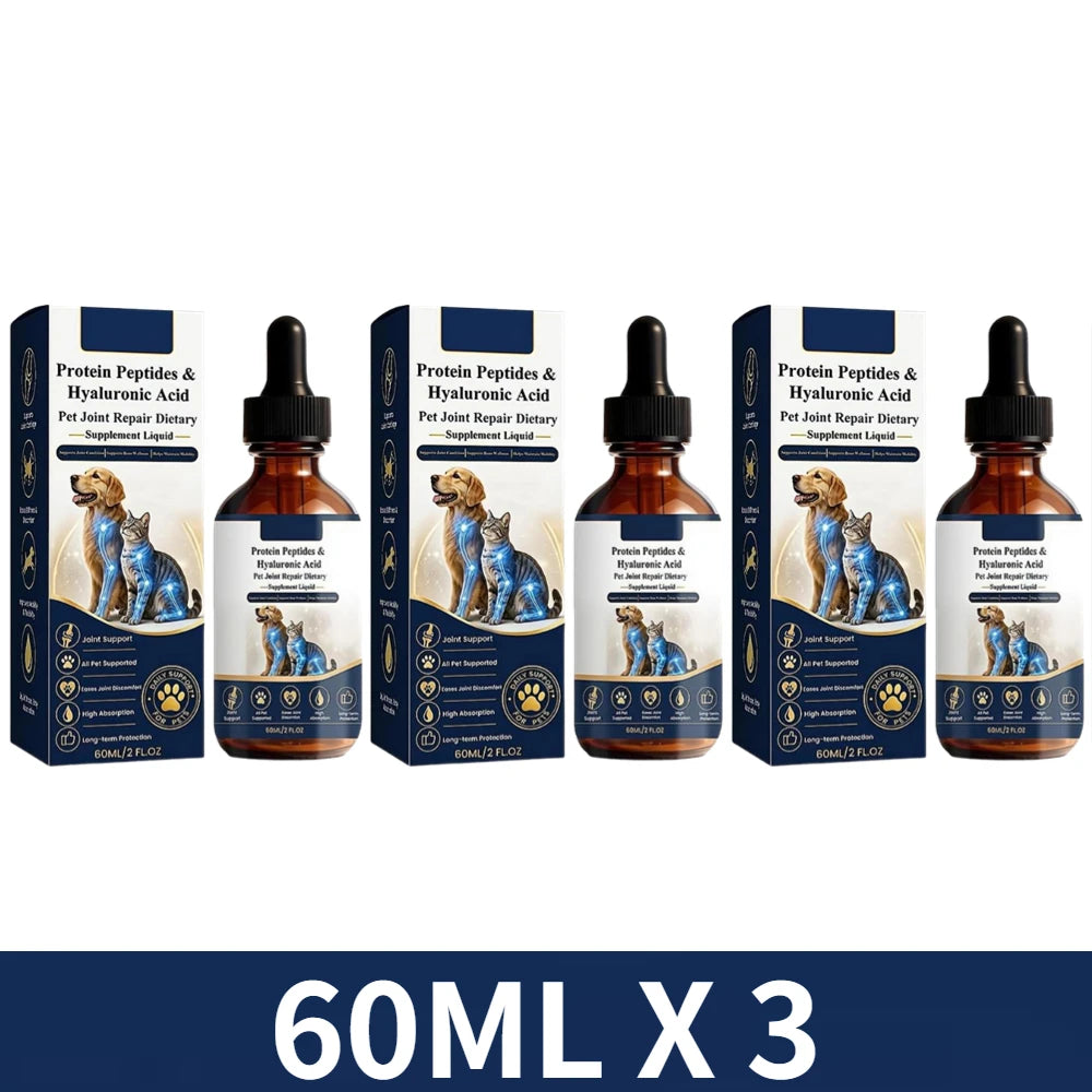 60ML Dog Joint Supplement Liquid Natural Protein Peptides & Hyaluronic Acid Dog Joint Support Improved Mobility For All Ages Dog Oasis Select 60ML X 3