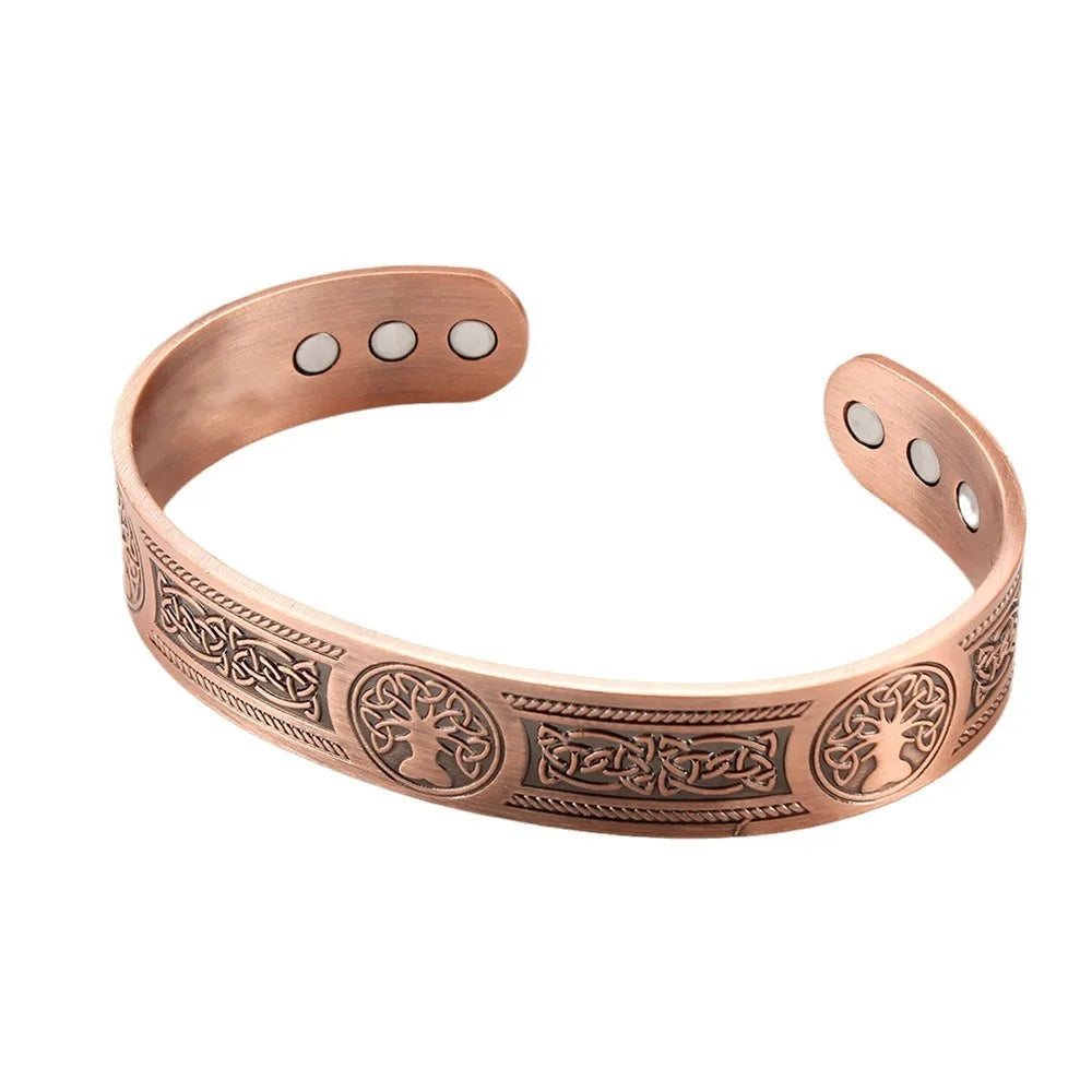 Hot selling magnet retro bracelet with life tree pattern arrangement, magnetic men's antique copper bracelet Oasis Select