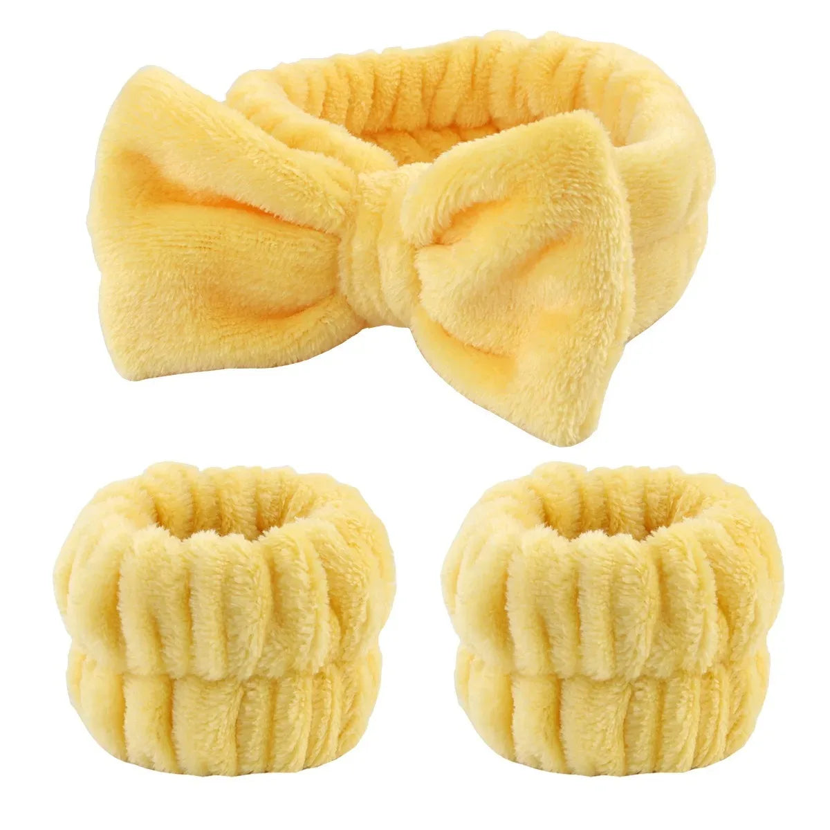 Wash Face Headbands For Women Coral Fleece Hair Bands Cuff Waterproof Bands Absorbent Wristbands Head Band Hair Accessories Set Oasis Select 3Pcs Yellow Coral fleece