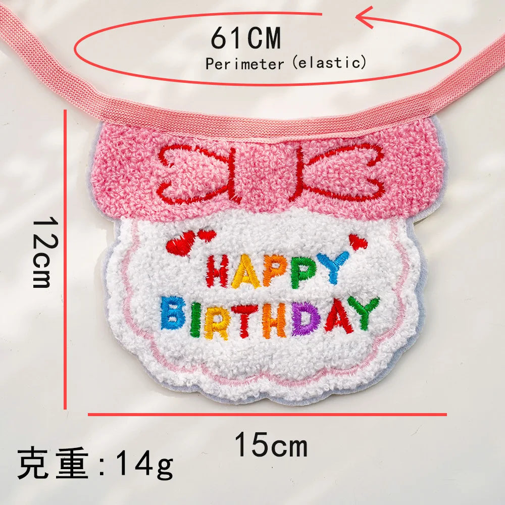 Pet Dog Cat Birthday Dress Bib Party Supplies Saliva Towel Felt Hat Oasis Select towel pink
